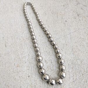 Vintage Taxco Sterling Silver Necklace Graduated Bead Round 18" Mexico